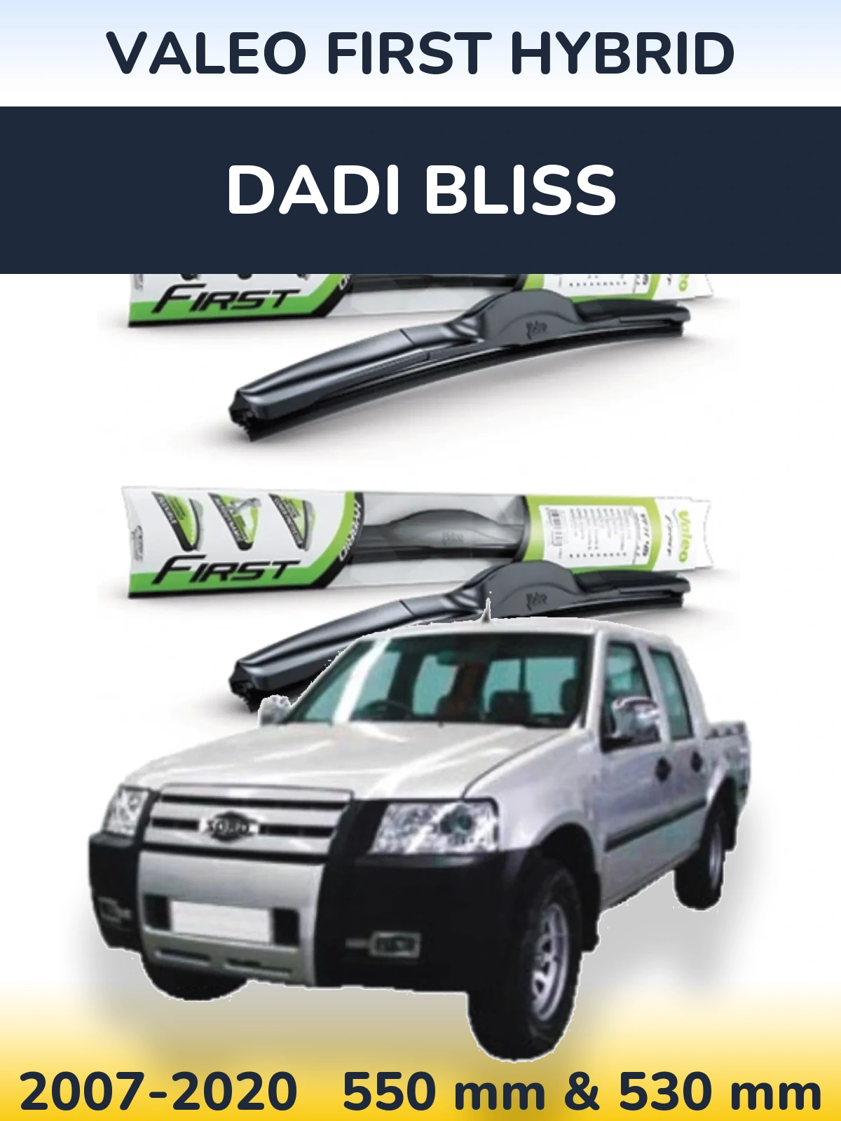 Комплект передних дворников Valeo First Hybrid 550 & 530 мм для Dadi Bliss 2007-2020