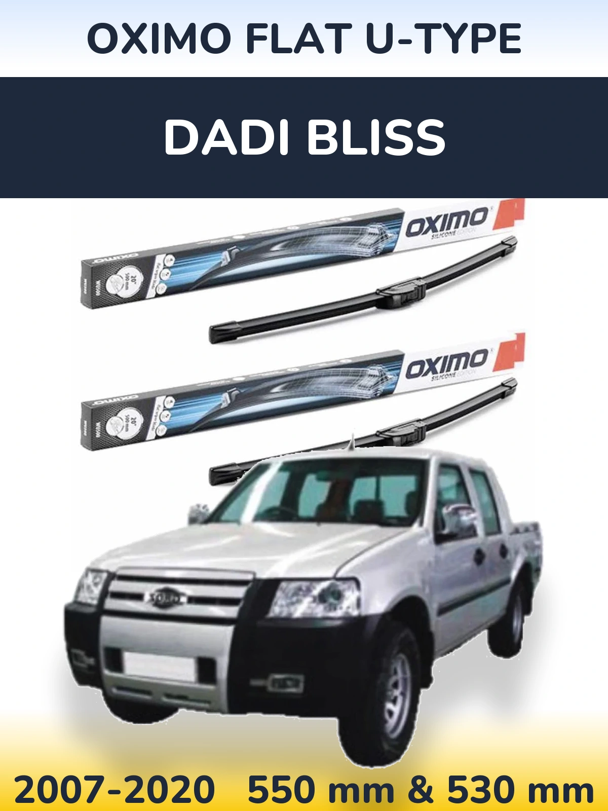 Комплект передних дворников Oximo Flat U-type 550 & 530 мм для Dadi Bliss 2007-2020