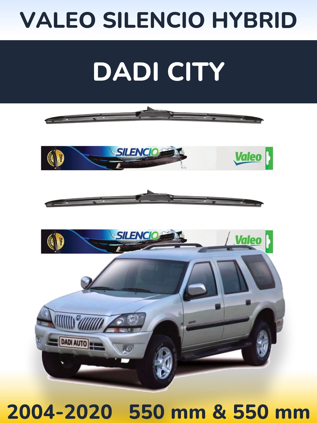 Комплект передних дворников Valeo Silencio Hybrid 550 & 550 мм для Dadi City 2004-2020