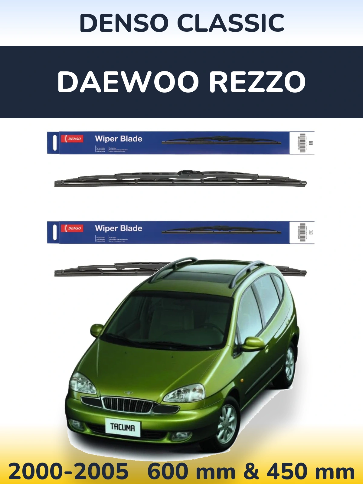 Komplet przednich wycieraczek Denso Classic 600 & 450 mm do Daewoo Rezzo 2000-2005