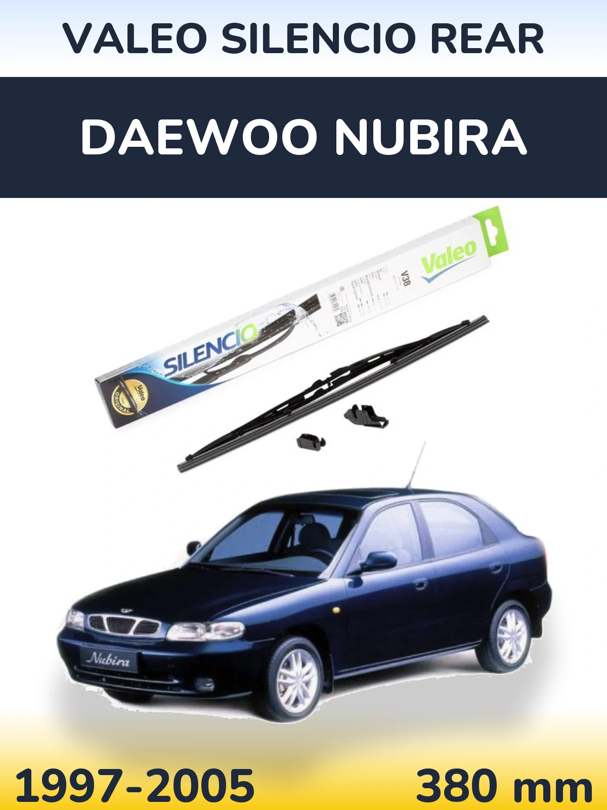 Rear wiper blade Valeo Silencio Rear 380 mm for Daewoo Nubira 1997-2005