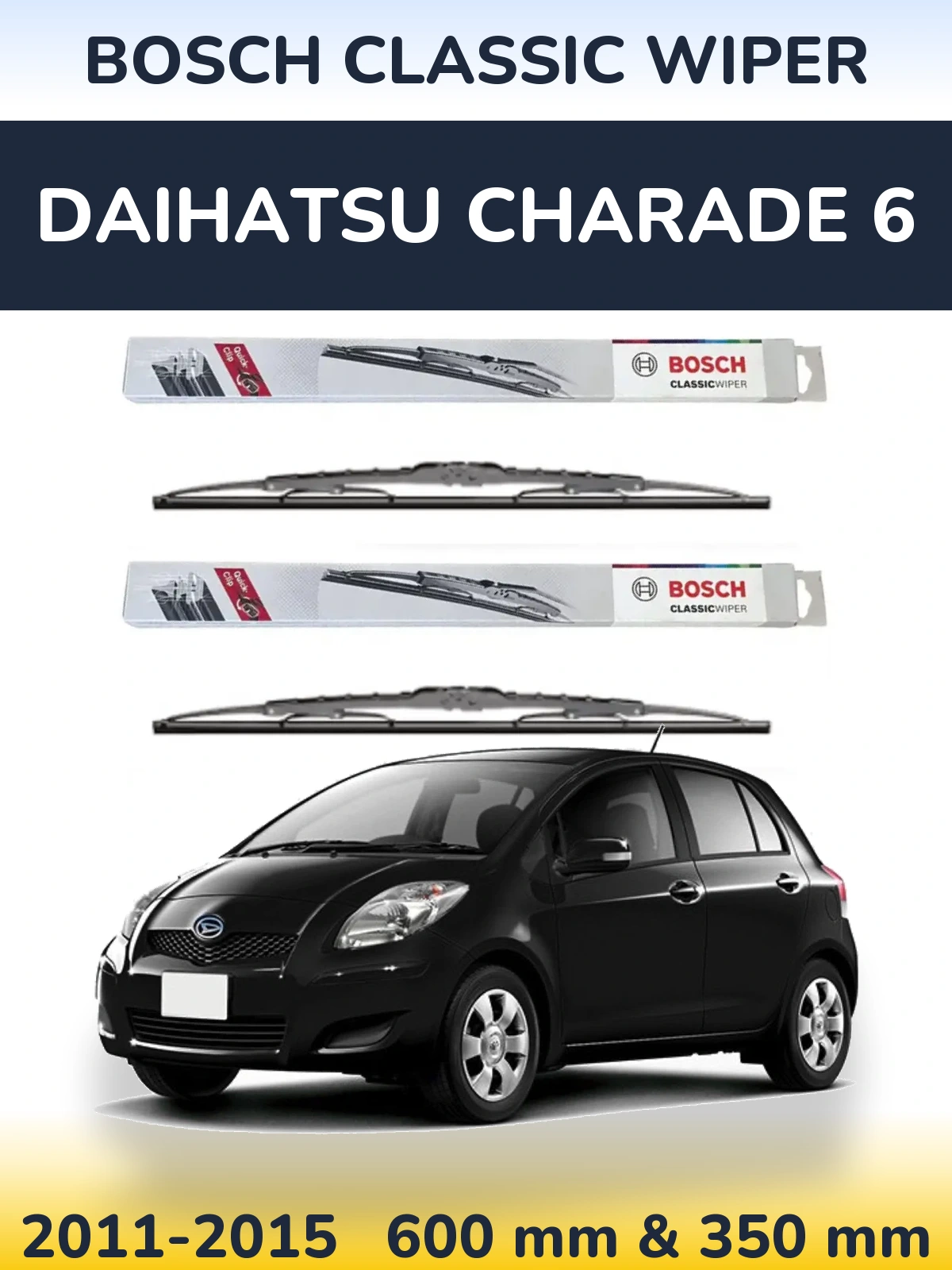 Komplet przednich wycieraczek BOSCH Classic Wiper 600 & 340 mm do Daihatsu Charade 6 2011-2015