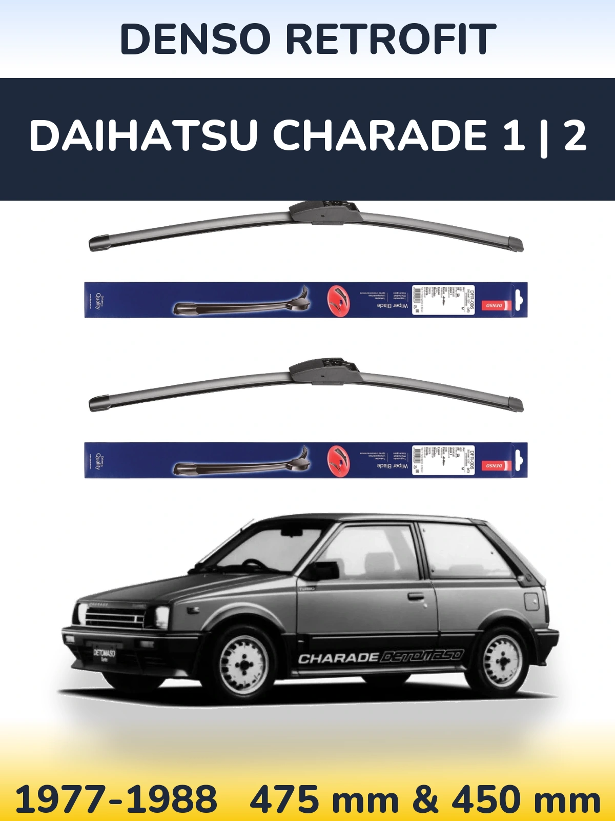 Комплект передних дворников Denso Retrofit 475 & 450 мм для Daihatsu Charade 1 | 2 1977-1988