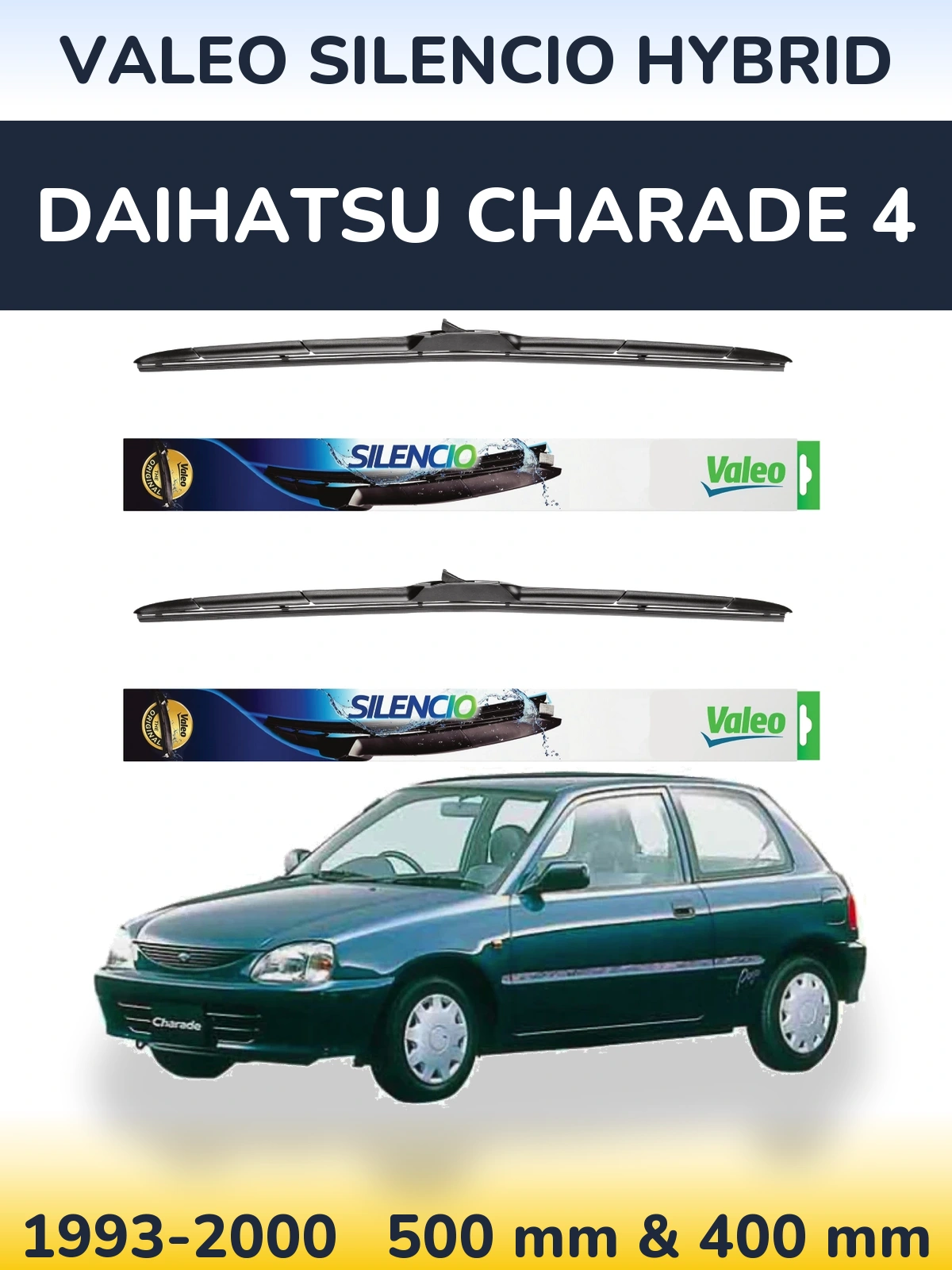 Комплект передних дворников Valeo Silencio Hybrid 500 & 400 мм для Daihatsu Charade 4 1993-2000