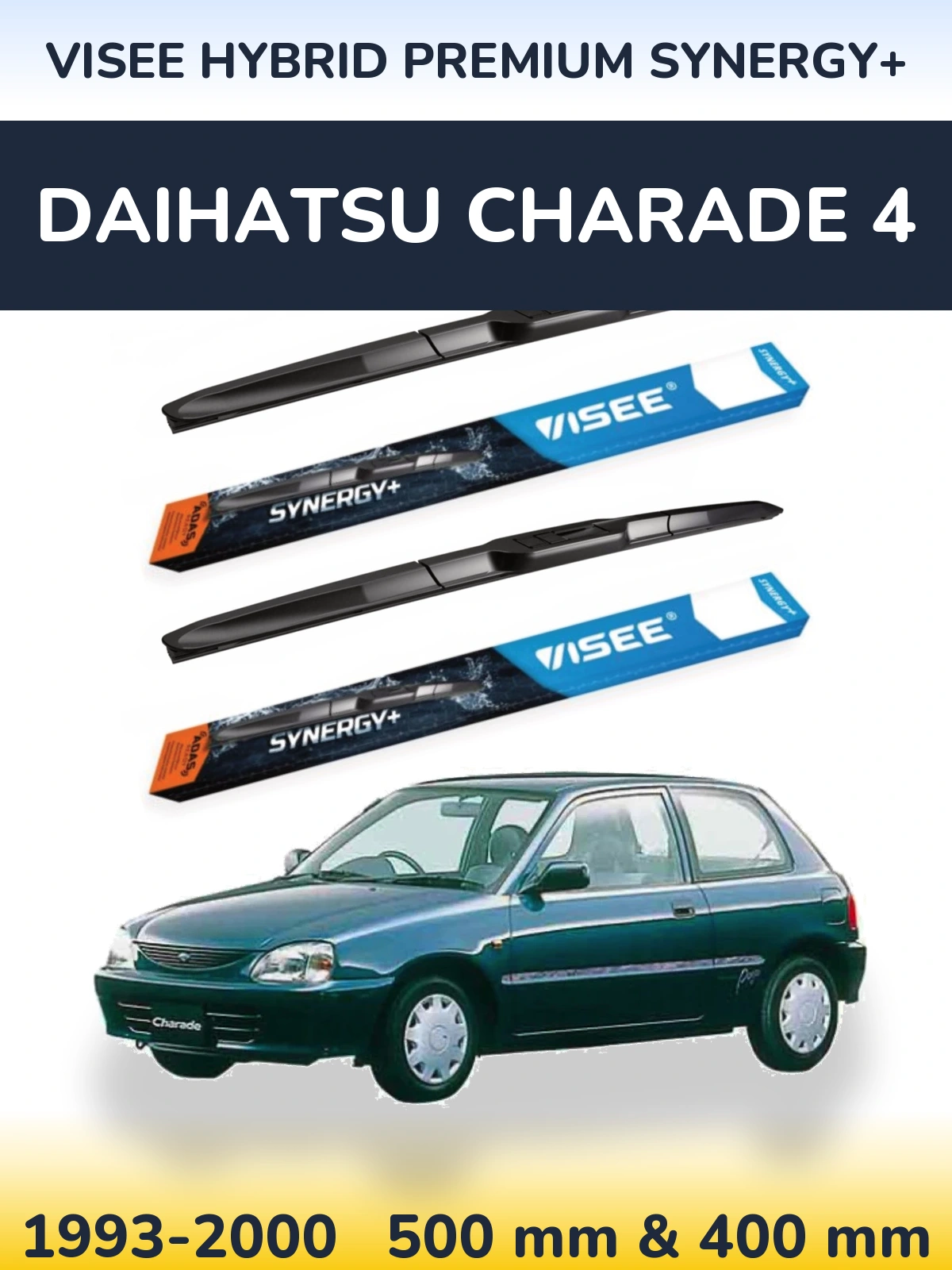 Комплект передних дворников VISEE HYBRID PREMIUM SYNERGY+ 500 & 400 мм для Daihatsu Charade 4 1993-2000