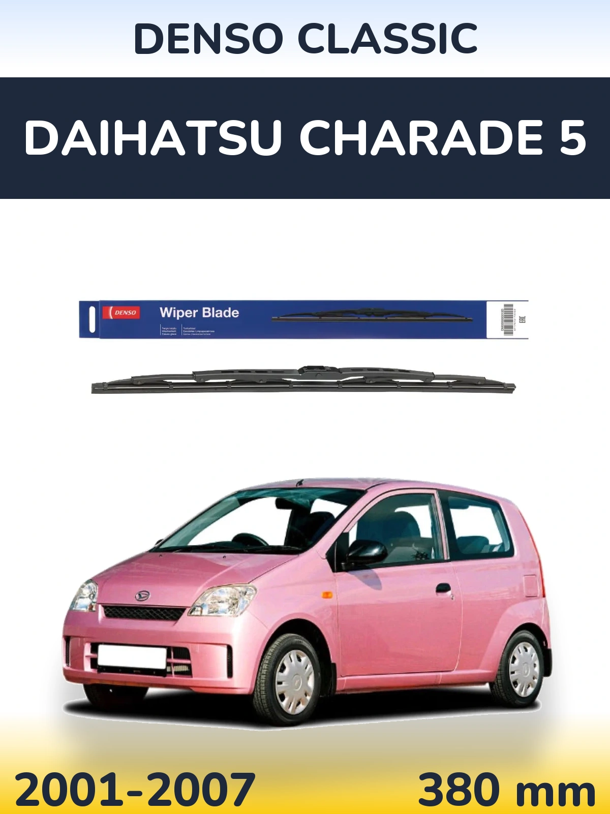 Rear wiper blade Denso Classic 380 mm for Daihatsu Charade 5 2001-2007