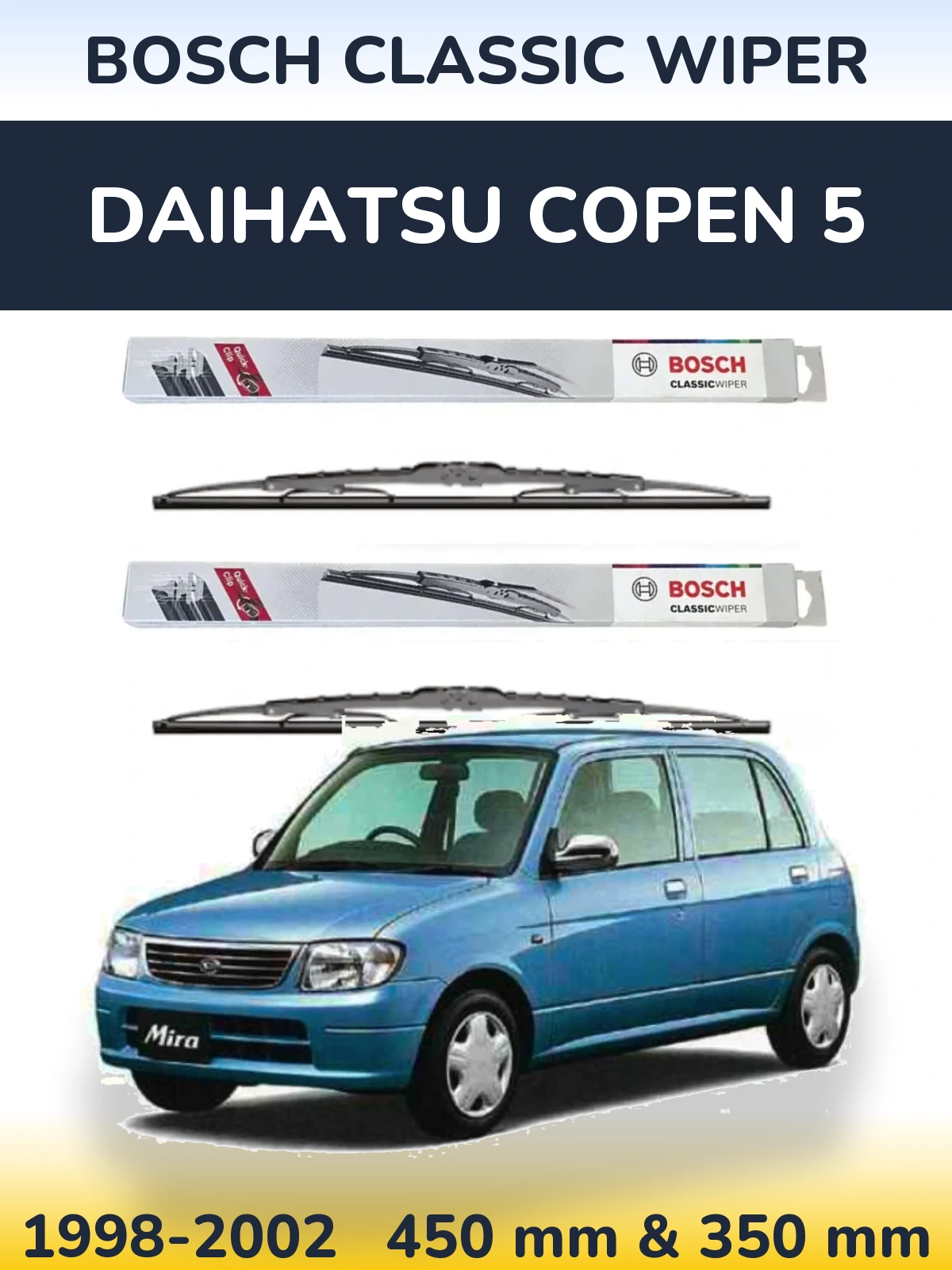 Комплект передних дворников BOSCH Classic Wiper 450 & 340 мм для Daihatsu Copen 5 1998-2002