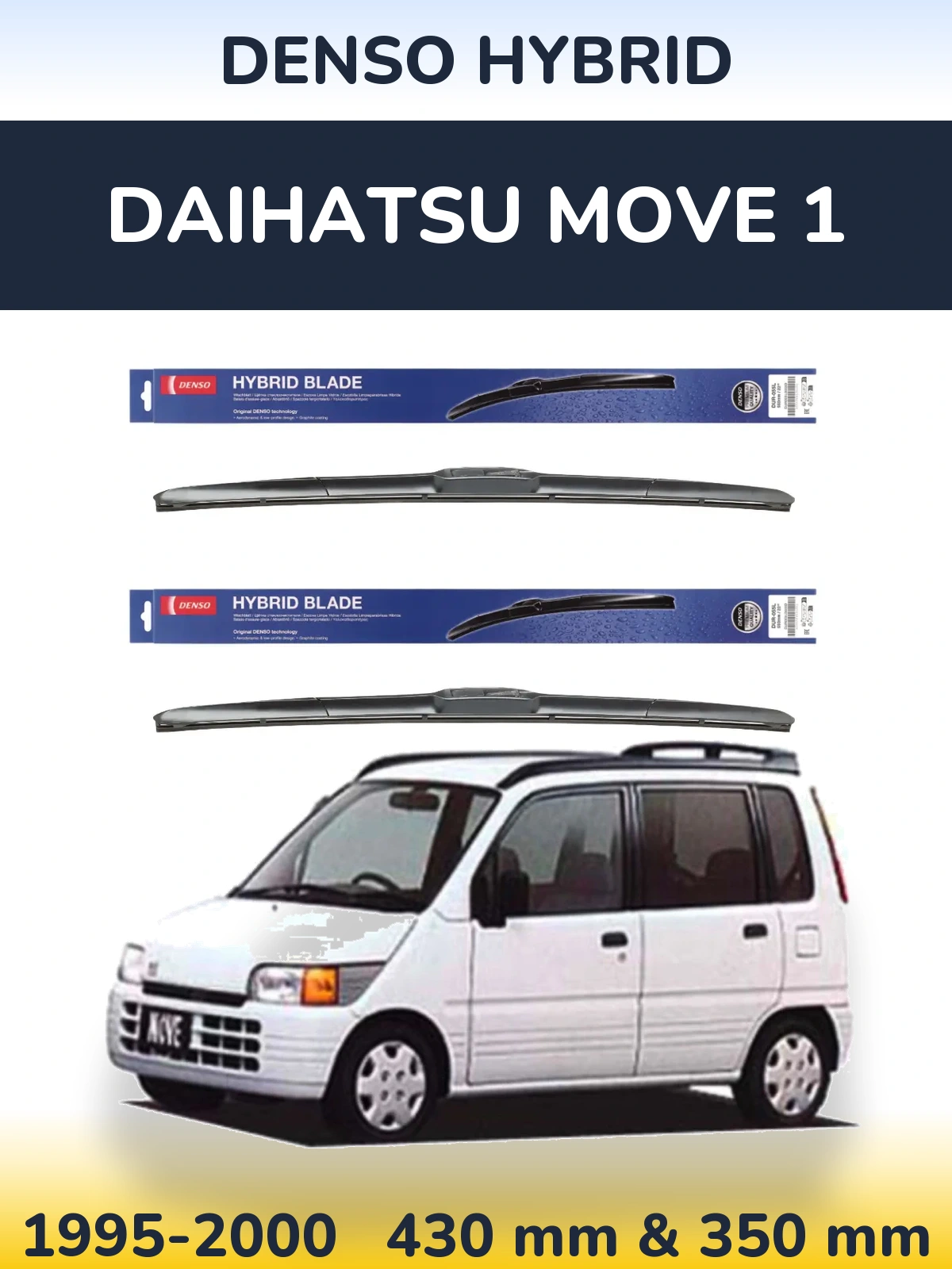 Komplet przednich wycieraczek Denso Hybrid 430 & 350 mm do Daihatsu Move 1 1995-2000