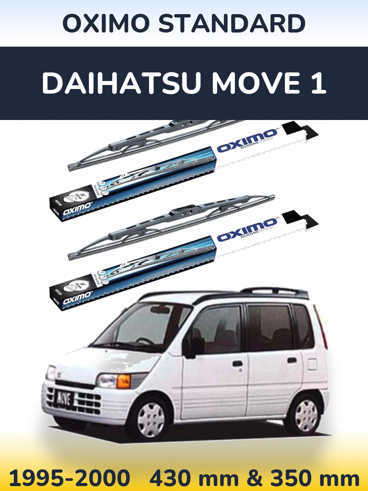 Front wiper blade set Oximo Standard 425 & 350 mm for Daihatsu Move 1 1995-2000