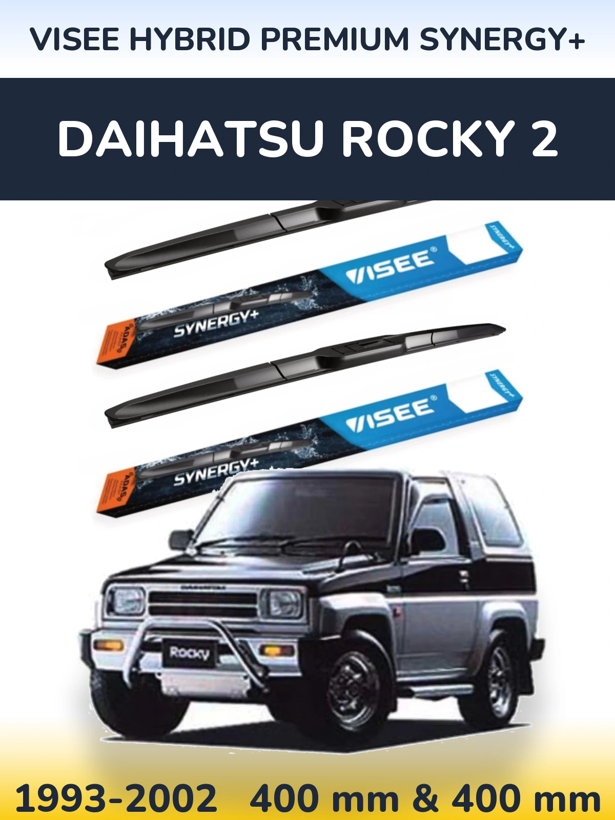 Komplet przednich wycieraczek VISEE HYBRID PREMIUM SYNERGY+ 400 & 400 mm do Daihatsu Rocky 2 1993-2002