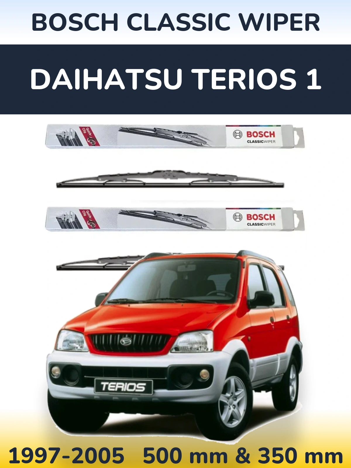 Komplet przednich wycieraczek BOSCH Classic Wiper 500 & 340 mm do Daihatsu Terios 1 1997-2005