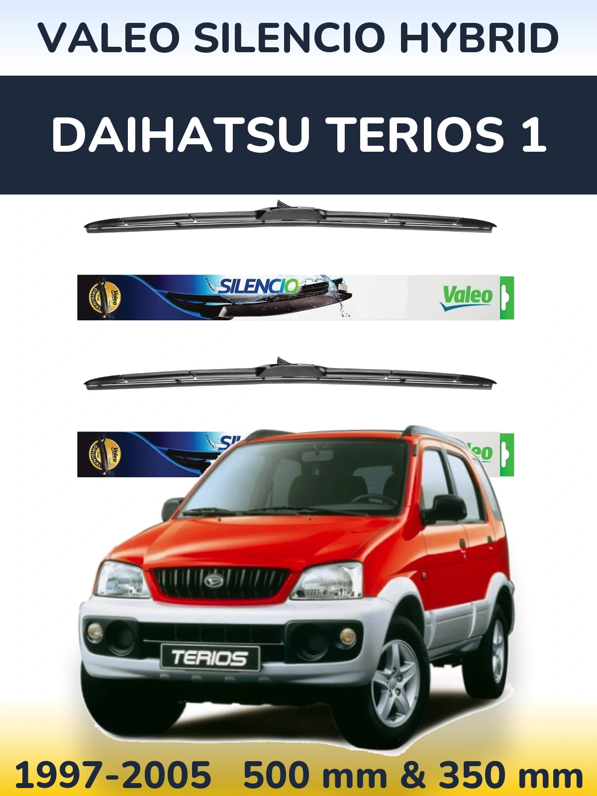 Комплект передніх щіток Valeo Silencio Hybrid 500 & 350 мм для Daihatsu Terios 1 1997-2005