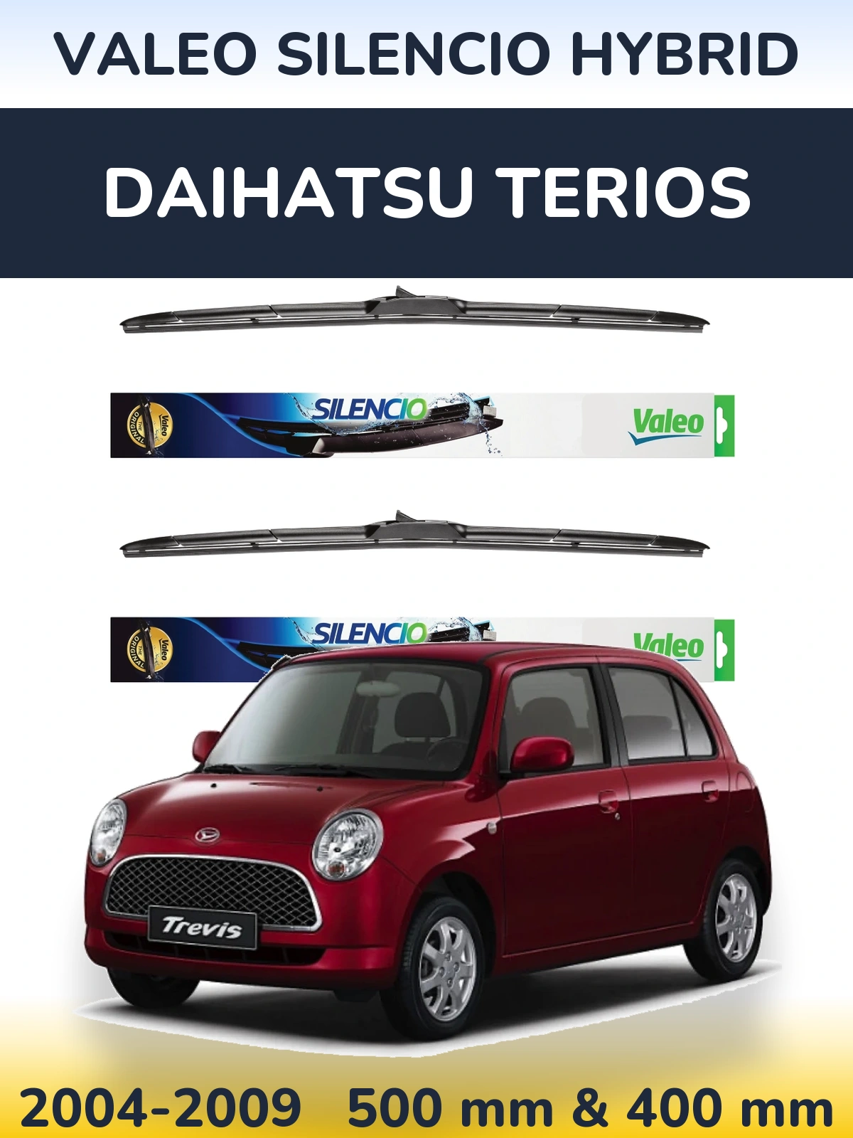 Комплект передних дворников Valeo Silencio Hybrid 500 & 400 мм для Daihatsu Terios 2004-2009