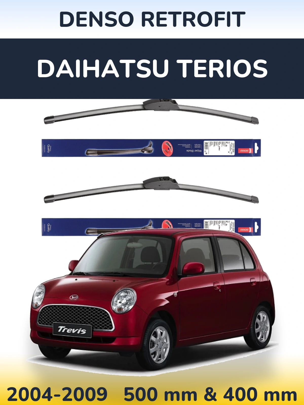 Komplet przednich wycieraczek Denso Retrofit 500 & 400 mm do Daihatsu Terios 2004-2009