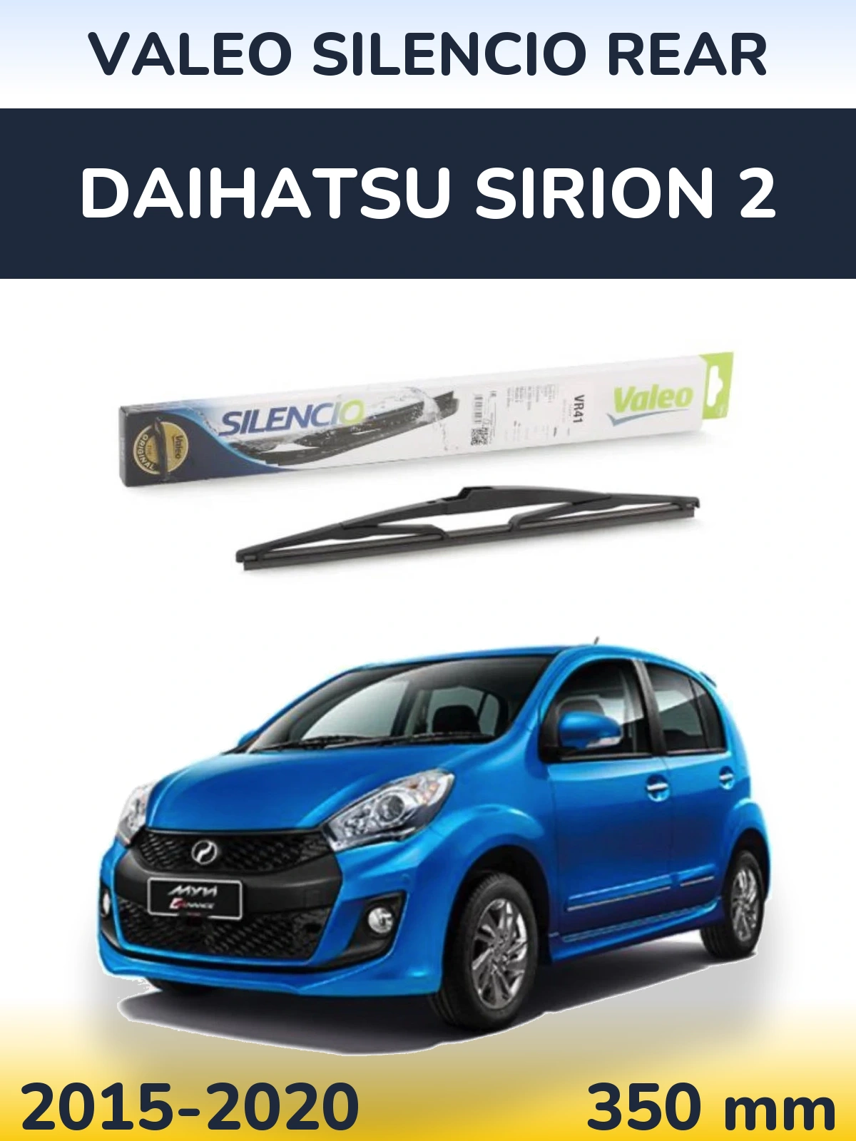 Rear wiper blade Valeo Silencio Rear 345 mm for Daihatsu SIrion 2 2015-2020