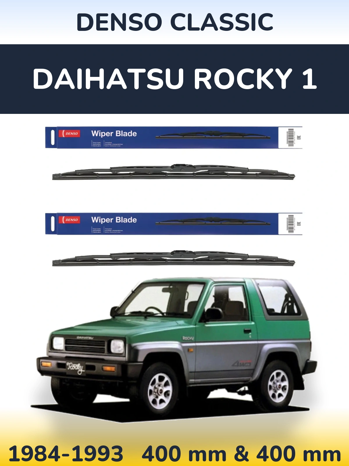 Front wiper blade set Denso Classic 400 & 400 mm for Daihatsu Rocky 1 1984-1993