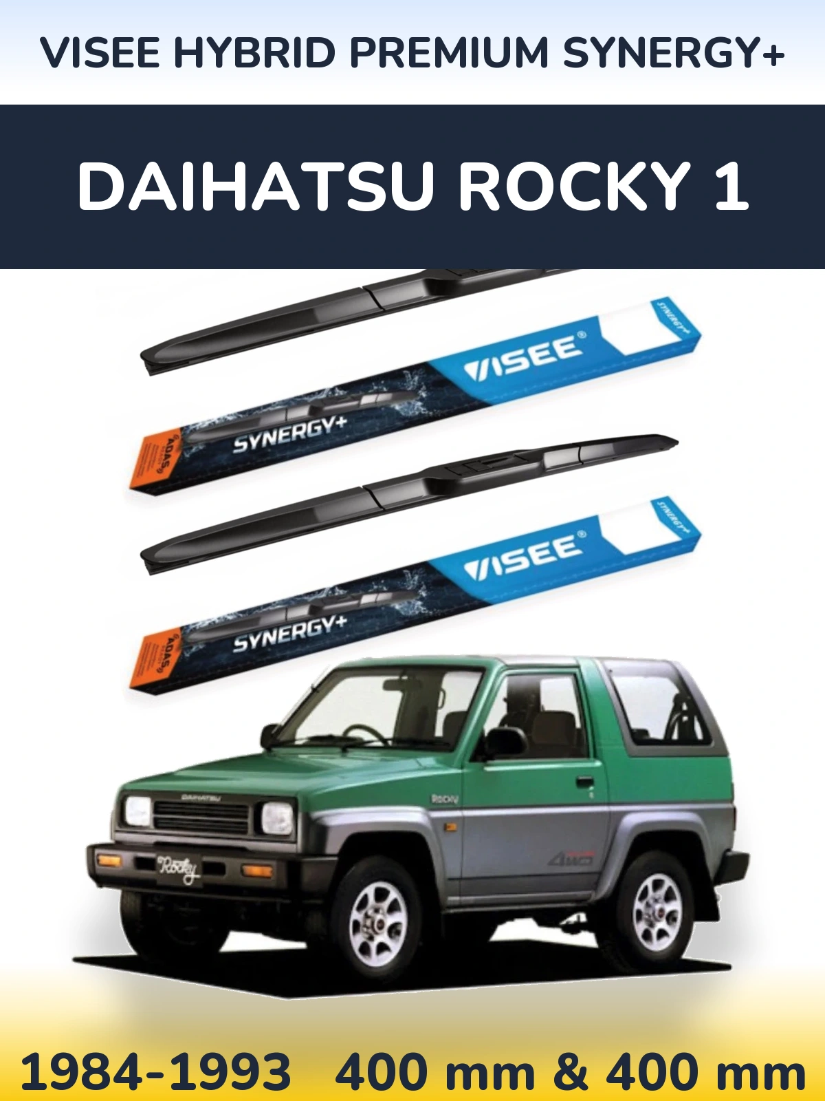Komplet przednich wycieraczek VISEE HYBRID PREMIUM SYNERGY+ 400 & 400 mm do Daihatsu Rocky 1 1984-1993
