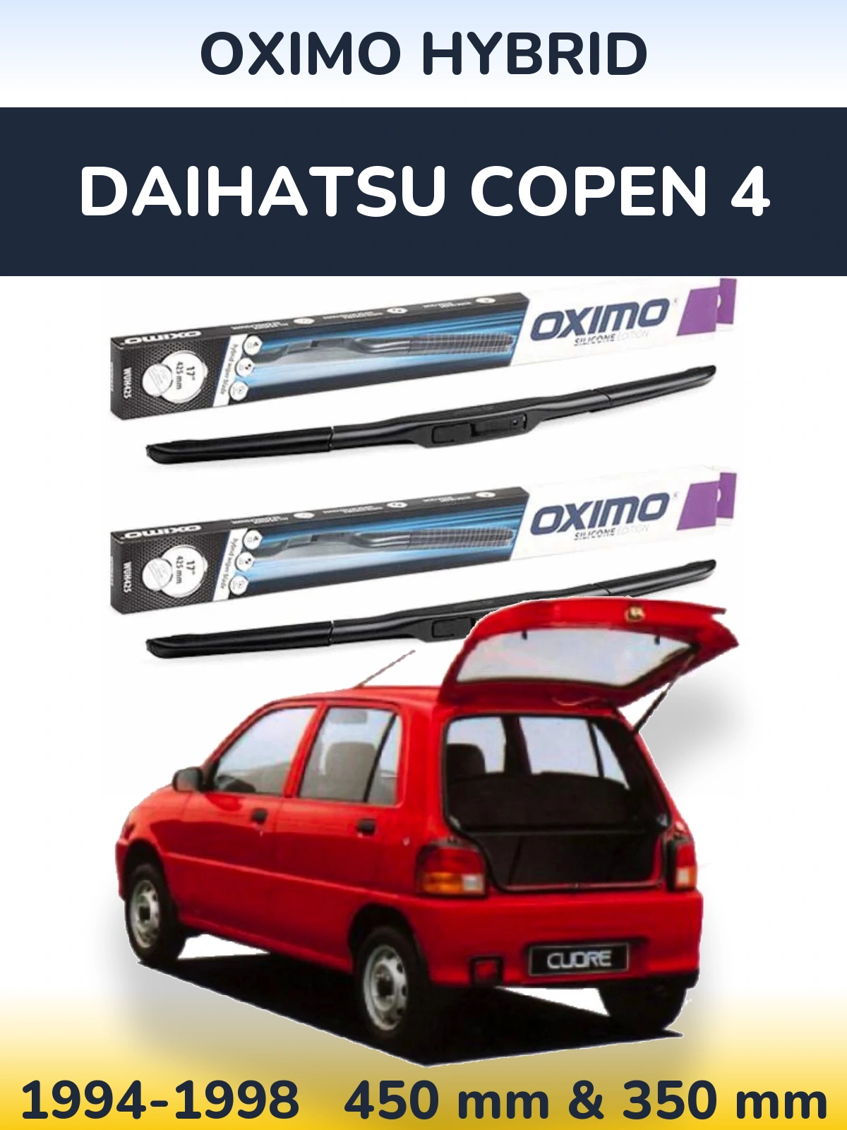 Комплект передних дворников Oximo Hybrid 450 & 350 мм для Daihatsu Copen 4 1994-1998