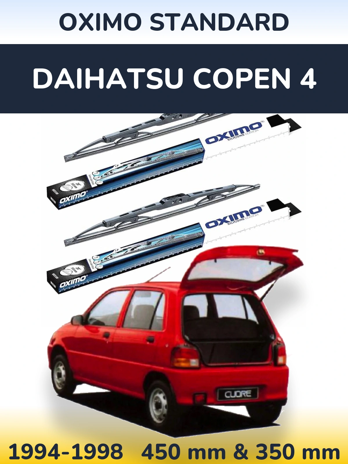 Комплект передніх щіток Oximo Standard 450 & 350 мм для Daihatsu Copen 4 1994-1998
