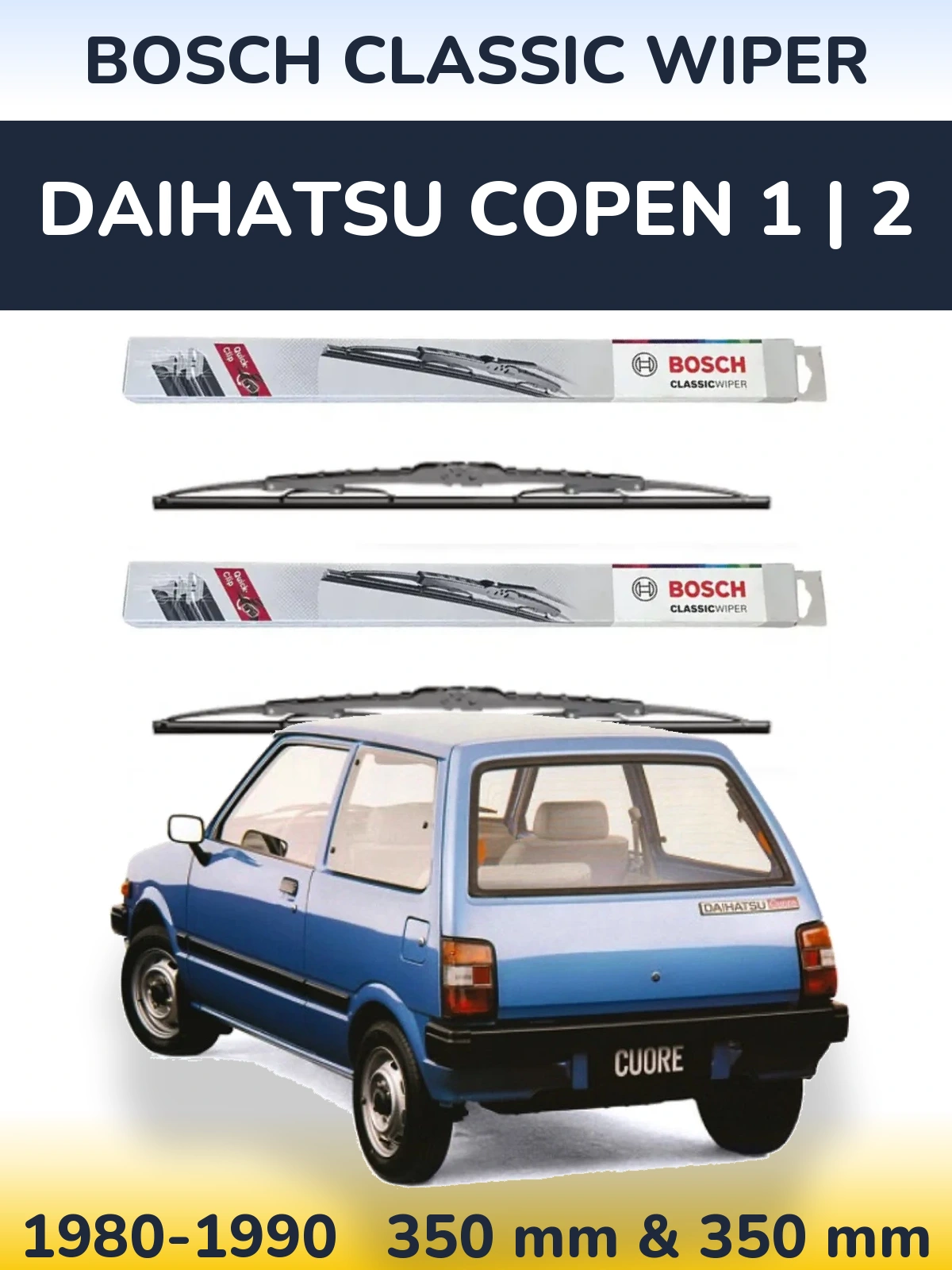 Комплект передних дворников BOSCH Classic Wiper 340 & 340 мм для Daihatsu Copen 1 | 2 1980-1990