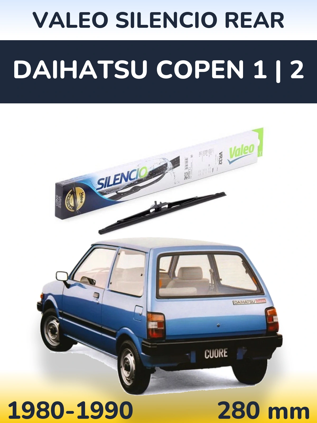 Rear wiper blade Valeo Silencio Rear 280 mm for Daihatsu Copen 1 | 2 1980-1990