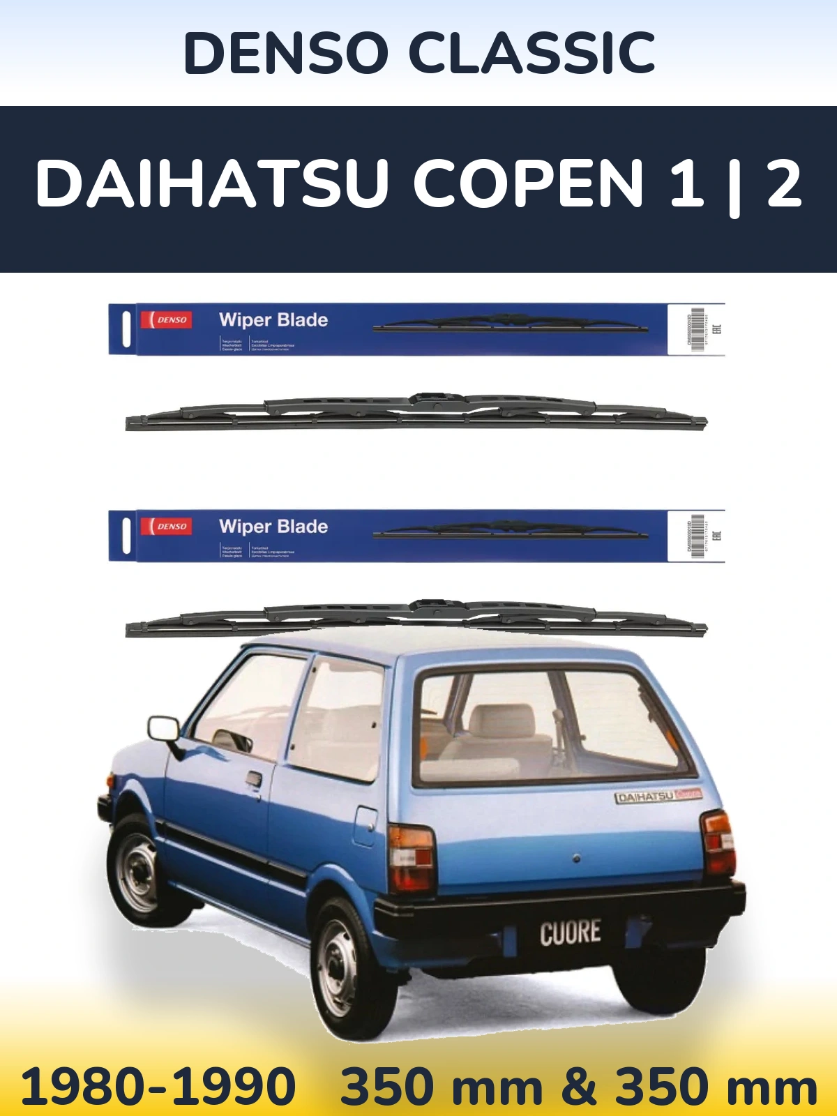 Комплект передних дворников Denso Classic 350 & 350 мм для Daihatsu Copen 1 | 2 1980-1990