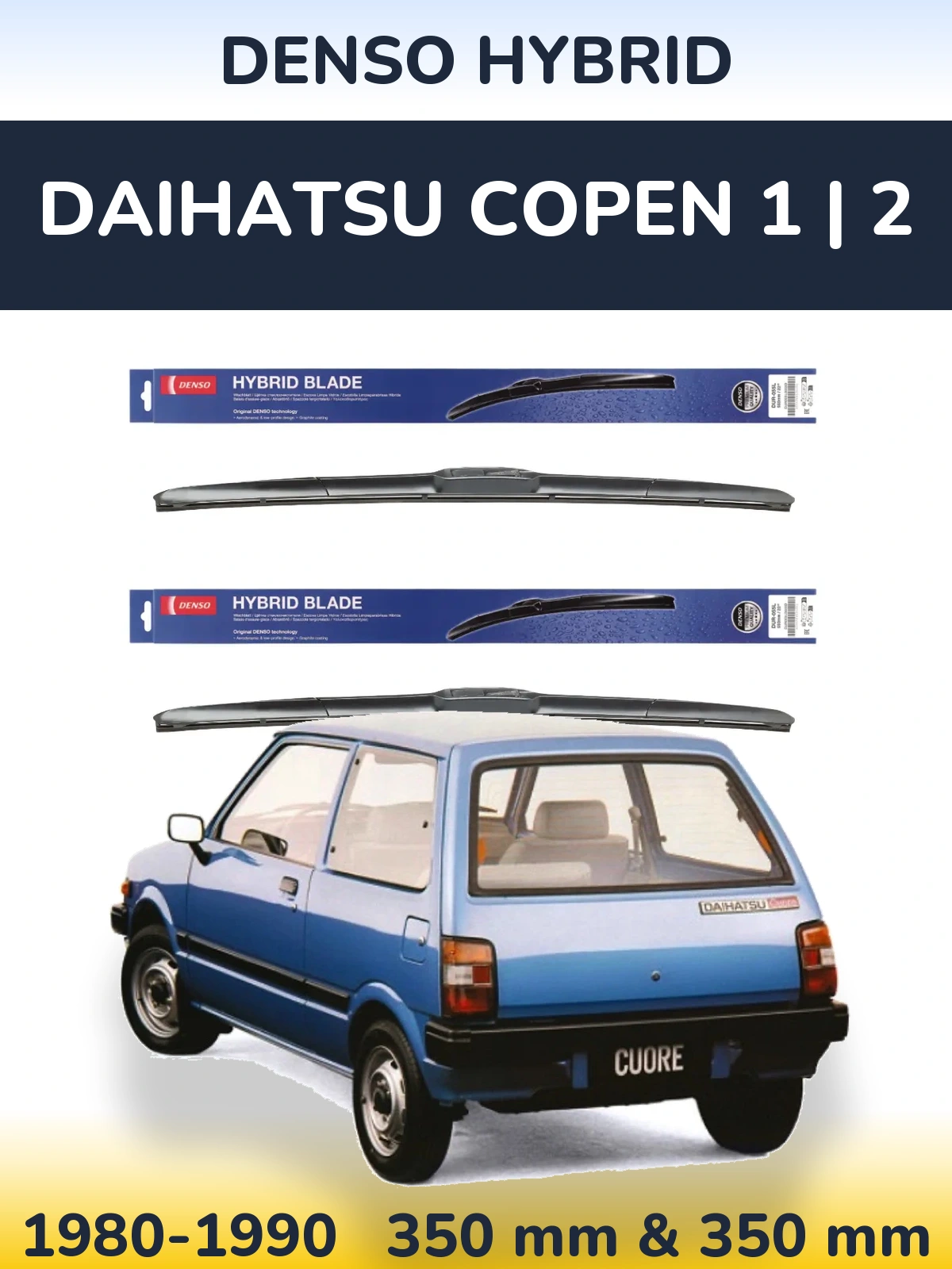 Комплект передніх щіток Denso Hybrid 350 & 350 мм для Daihatsu Copen 1 | 2 1980-1990