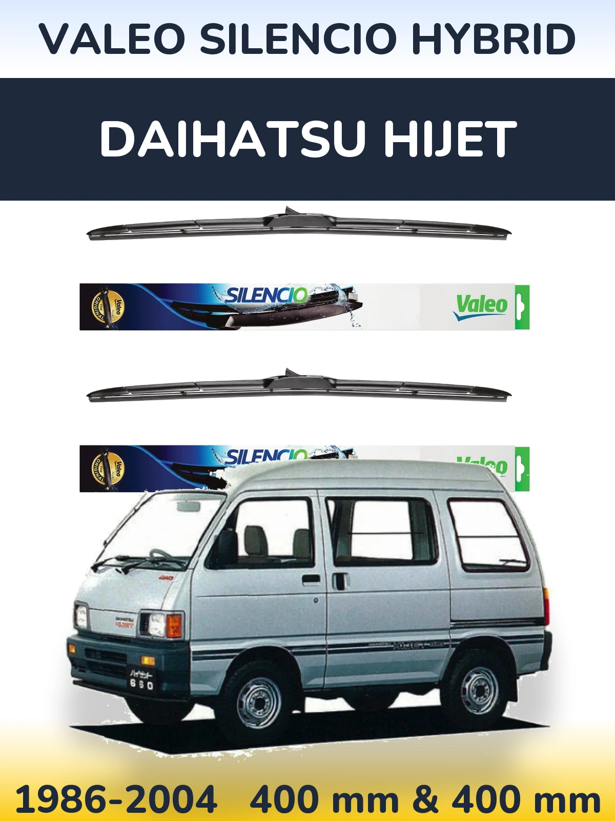 Комплект передних дворников Valeo Silencio Hybrid 400 & 400 мм для Daihatsu HiJet 1986-2004