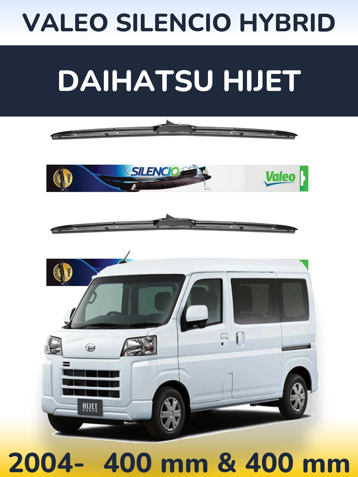 Комплект передніх щіток Valeo Silencio Hybrid 400 & 400 мм для Daihatsu HiJet 2004-2026