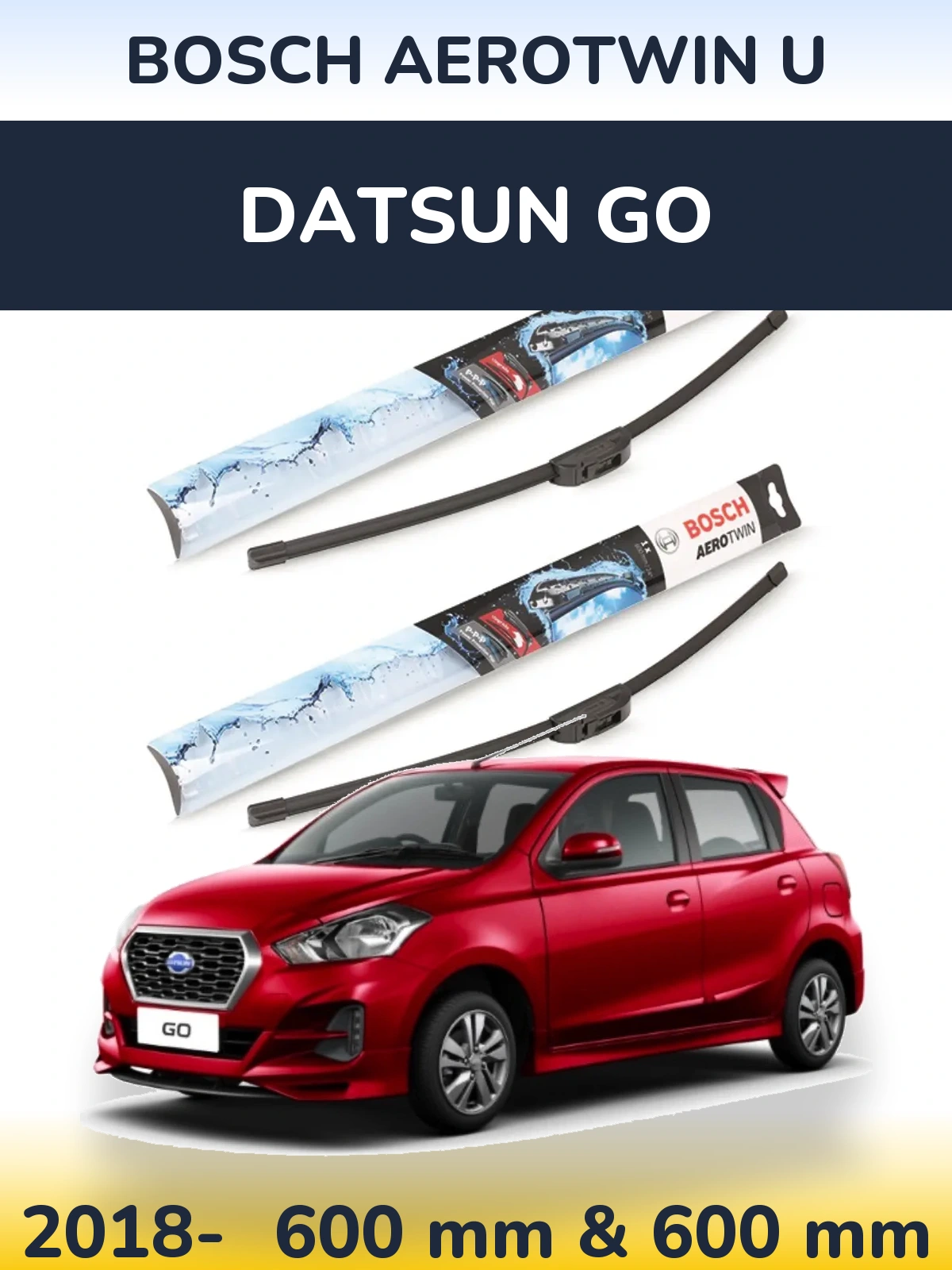 Komplet przednich wycieraczek BOSCH AeroTwin U 600 & 600 mm do Datsun Go 2018-2026