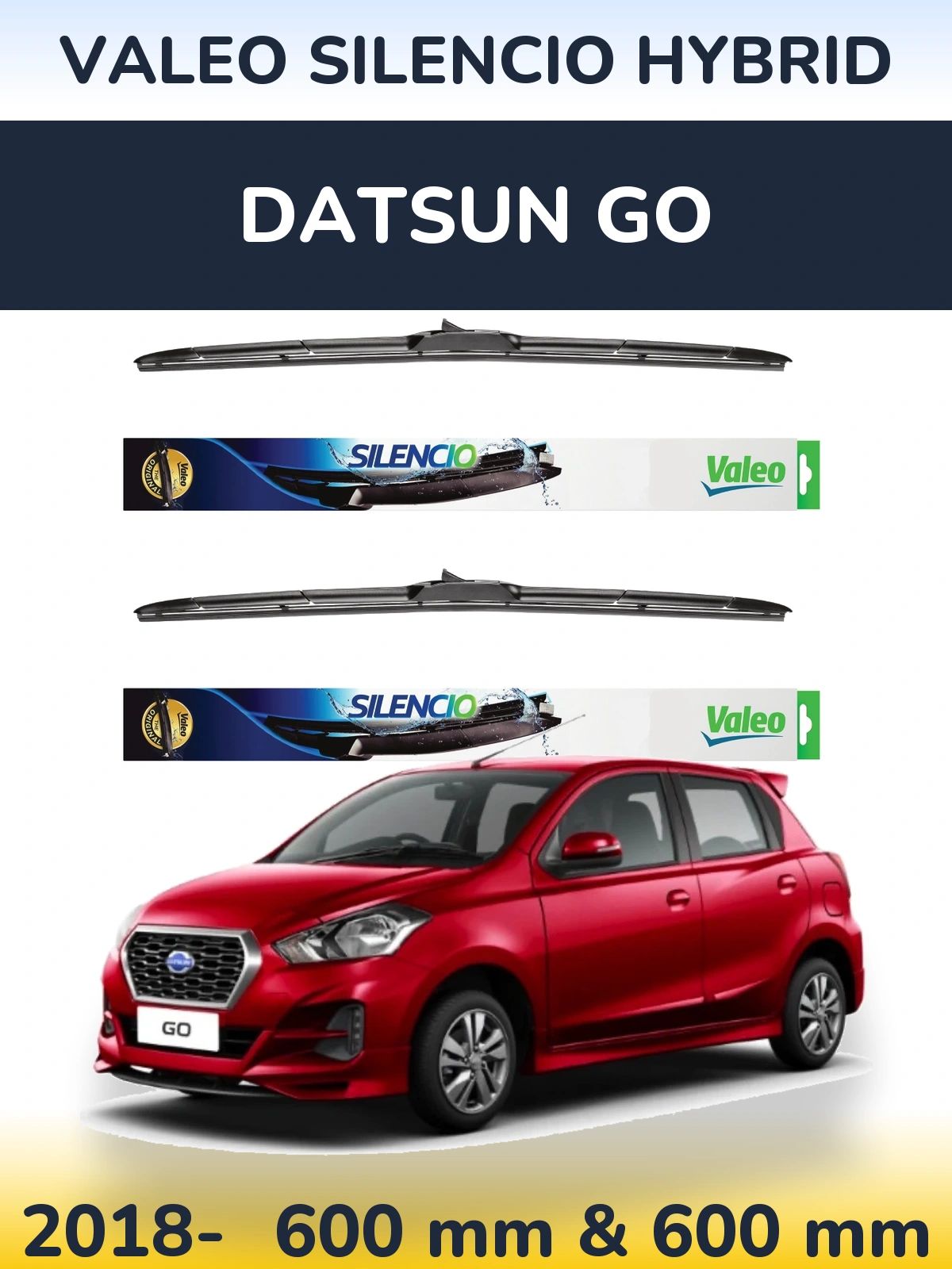 Komplet przednich wycieraczek Valeo Silencio Hybrid 600 & 600 mm do Datsun Go 2018-2026
