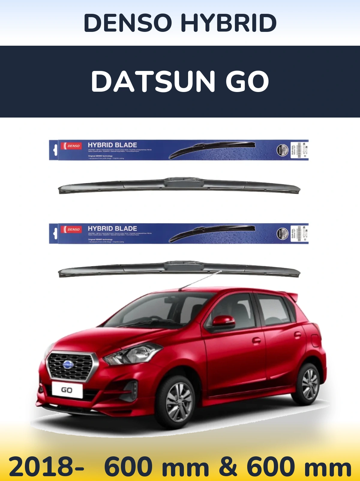 Комплект передніх щіток Denso Hybrid 600 & 600 мм для Datsun Go 2018-2026