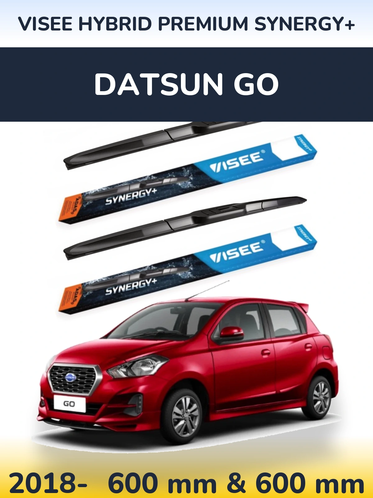 Комплект передних дворников VISEE HYBRID PREMIUM SYNERGY+ 600 & 600 мм для Datsun Go 2018-2026