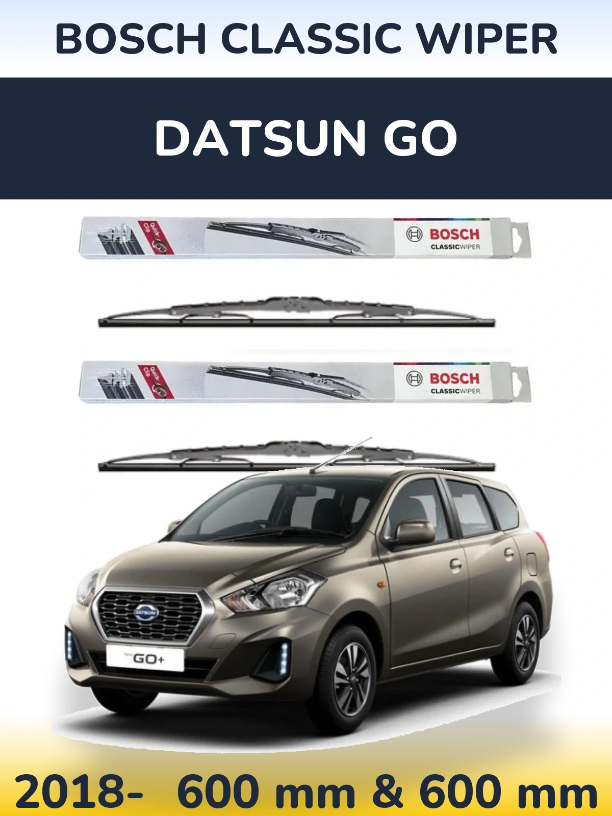Komplet przednich wycieraczek BOSCH Classic Wiper 600 & 600 mm do Datsun Go 2018-2026