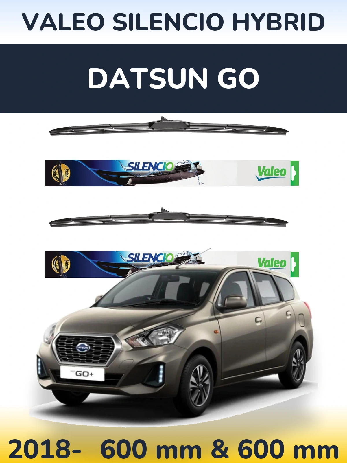 Комплект передніх щіток Valeo Silencio Hybrid 600 & 600 мм для Datsun Go 2018-2026