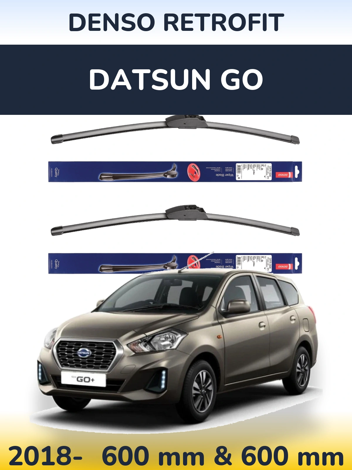 Komplet przednich wycieraczek Denso Retrofit 600 & 600 mm do Datsun Go 2018-2026