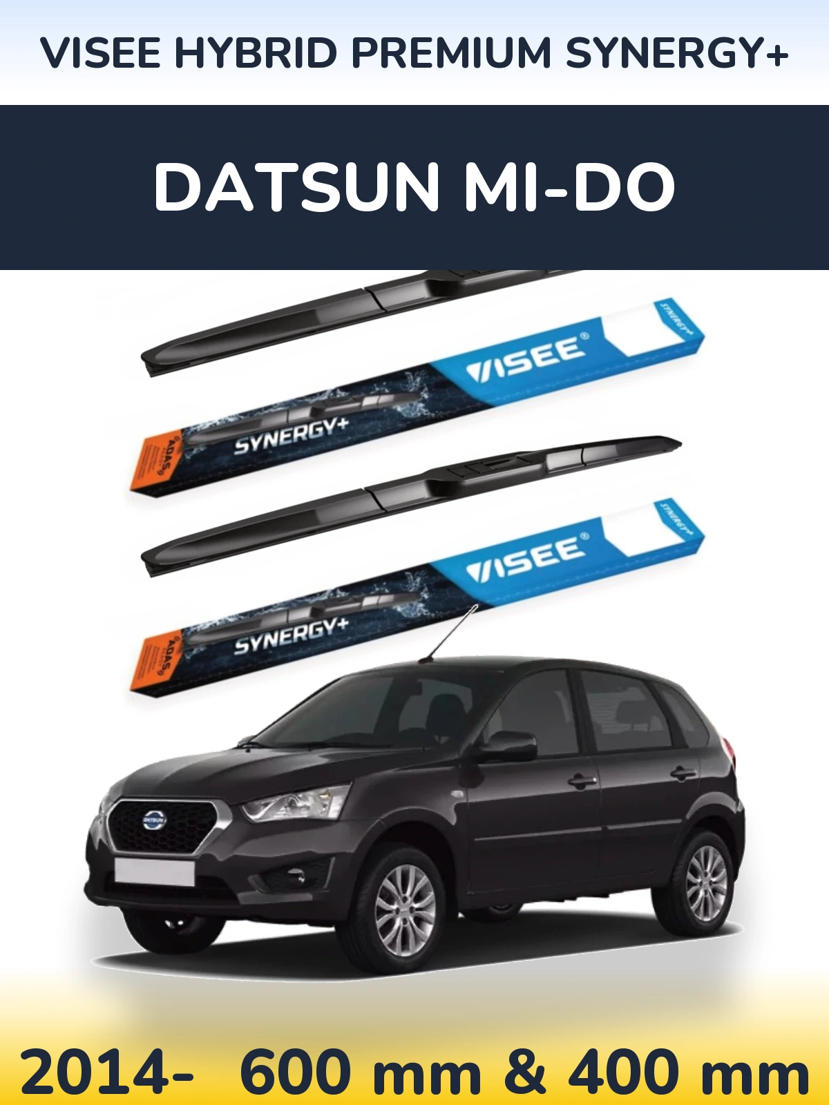 Комплект передніх щіток VISEE HYBRID PREMIUM SYNERGY+ 600 & 400 мм для Datsun mi-DO 2014-2026