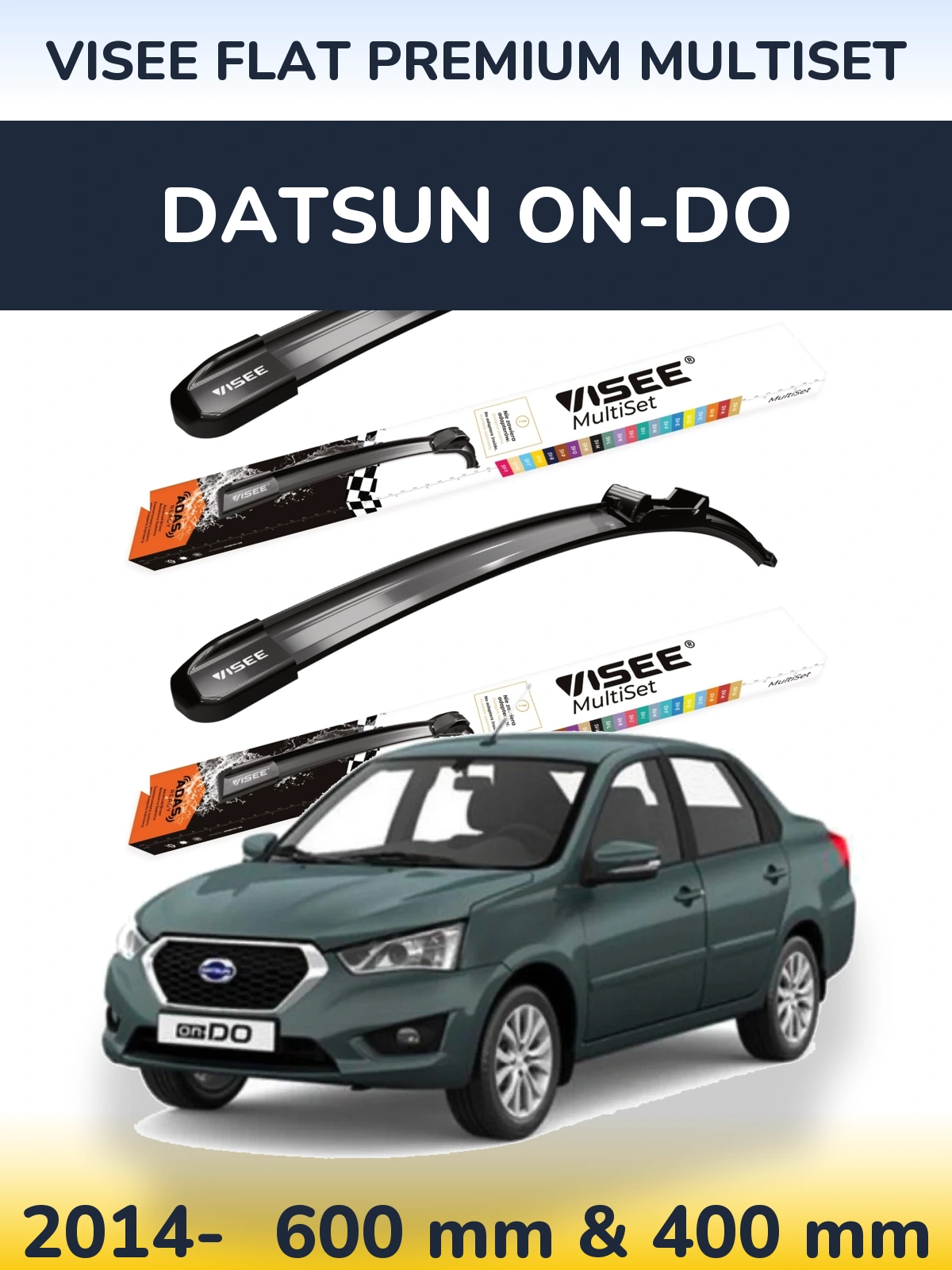 Komplet przednich wycieraczek VISEE FLAT PREMIUM MultiSet 600 & 400 mm do Datsun on-DO 2014-2026