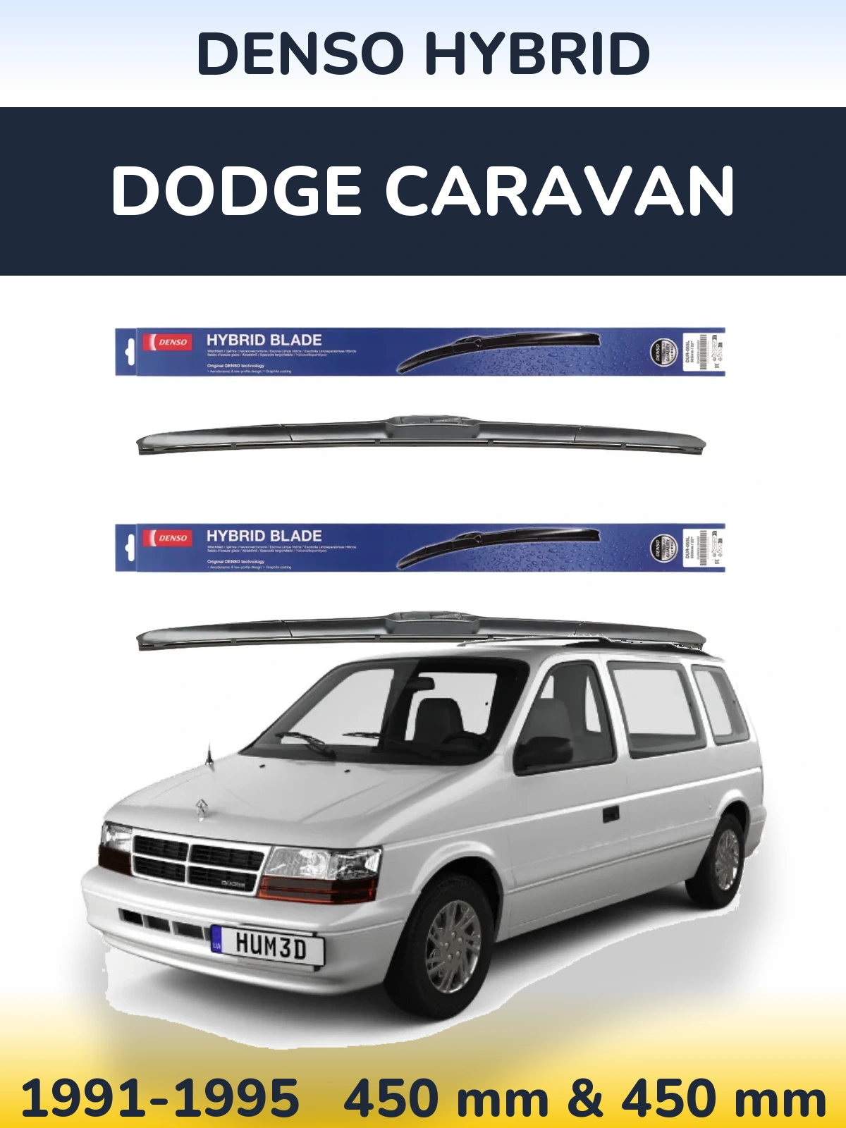 Комплект передних дворников Denso Hybrid 450 & 450 мм для Dodge Caravan 1991-1995