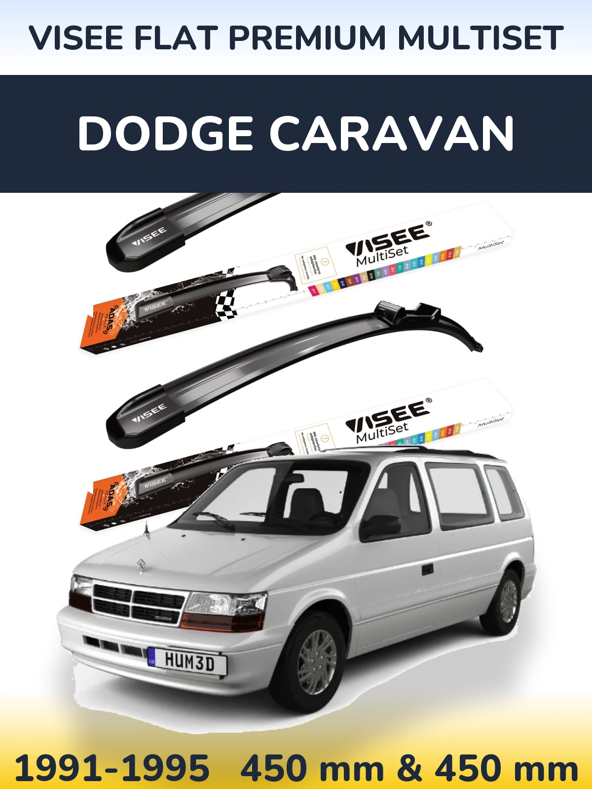 Komplet przednich wycieraczek VISEE FLAT PREMIUM MultiSet 450 & 450 mm do Dodge Caravan 1991-1995