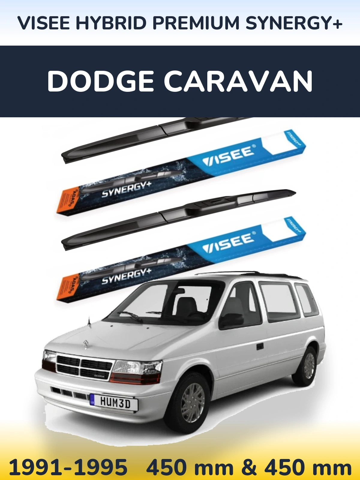 Комплект передних дворников VISEE HYBRID PREMIUM SYNERGY+ 450 & 450 мм для Dodge Caravan 1991-1995