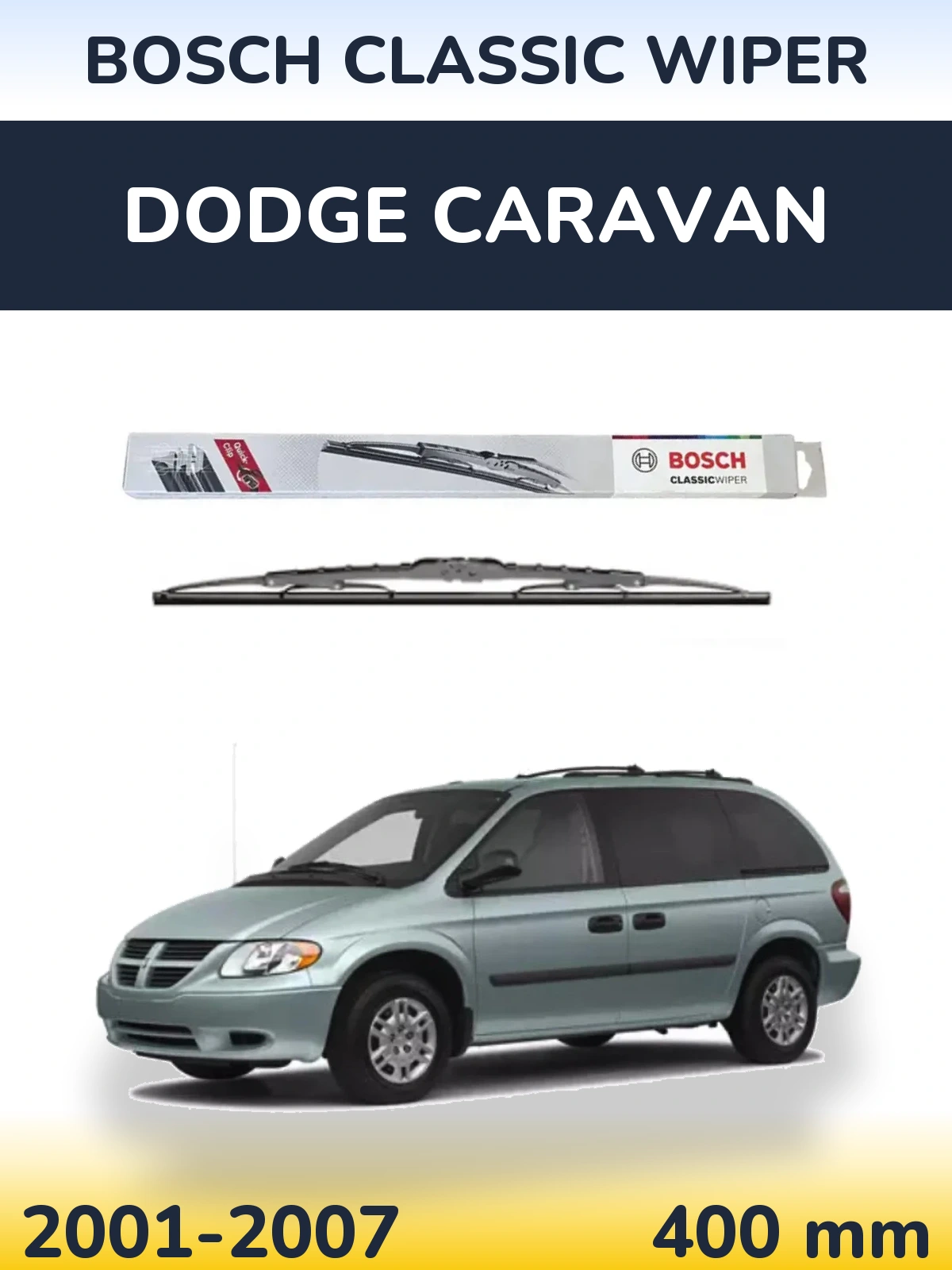 Rear wiper blade BOSCH Classic Wiper 400 mm for Dodge Caravan 2001-2007