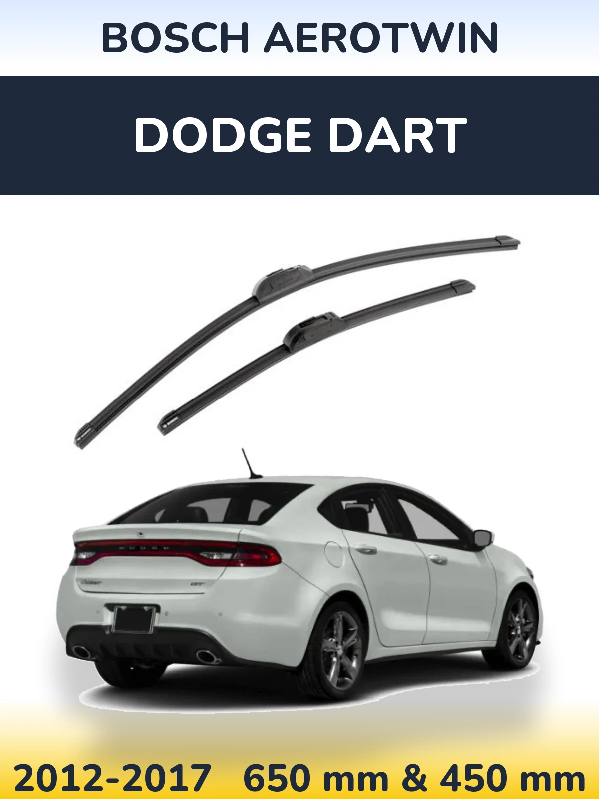 Комплект передних дворников BOSCH AeroTwin 650 & 450 мм для Dodge Dart 2012-2017