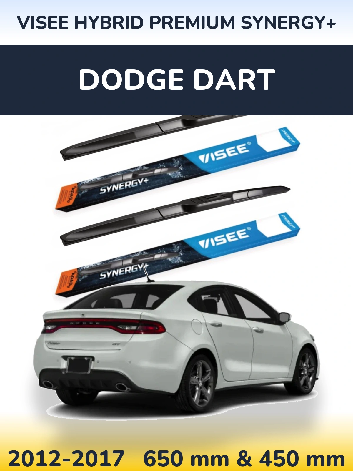 Комплект передних дворников VISEE HYBRID PREMIUM SYNERGY+ 650 & 450 мм для Dodge Dart 2012-2017