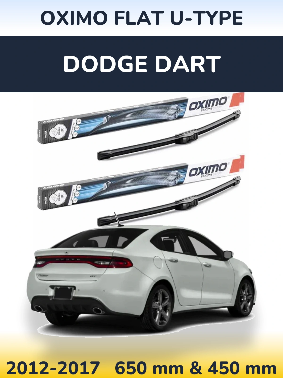 Комплект передніх щіток Oximo Flat U-type 650 & 450 мм для Dodge Dart 2012-2017