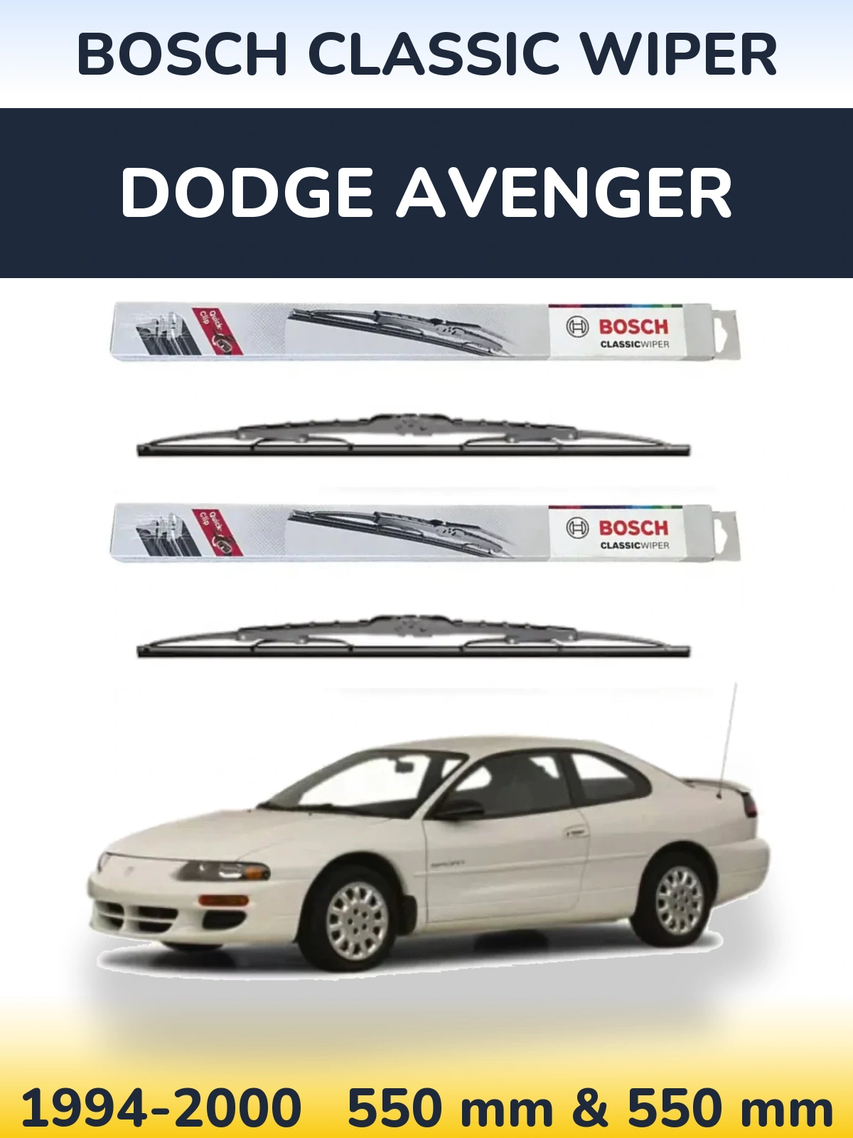 Комплект передніх щіток BOSCH Classic Wiper 550 & 550 мм для Dodge Avenger 1994-2000