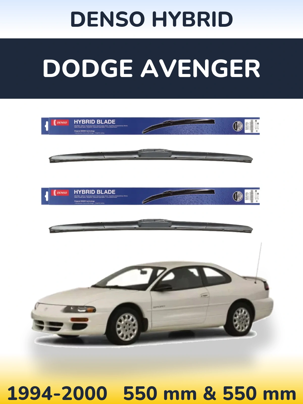 Komplet przednich wycieraczek Denso Hybrid 550 & 550 mm do Dodge Avenger 1994-2000