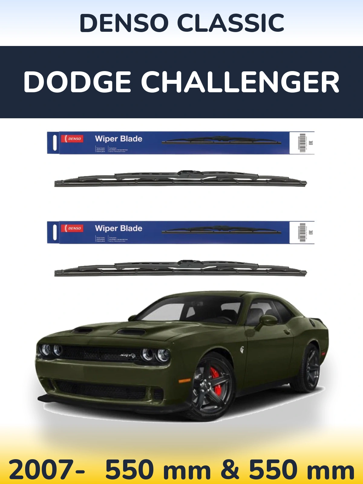 Komplet przednich wycieraczek Denso Classic 550 & 550 mm do Dodge Challenger 2007-2026