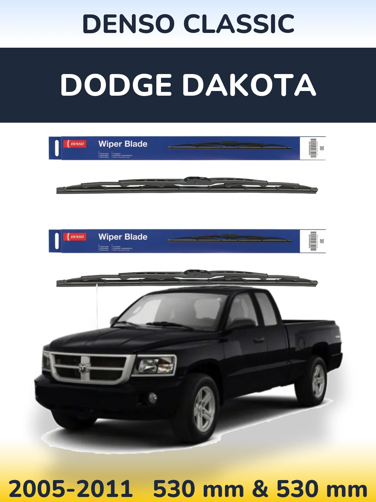 Komplet przednich wycieraczek Denso Classic 530 & 530 mm do Dodge Dakota 2005-2011