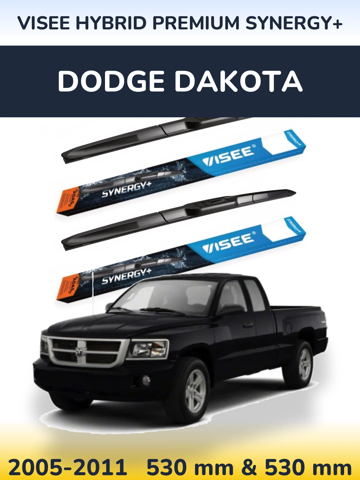 Komplet przednich wycieraczek VISEE HYBRID PREMIUM SYNERGY+ 530 & 530 mm do Dodge Dakota 2005-2011